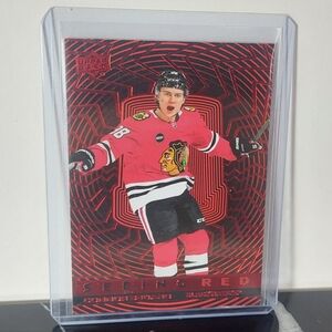 Connor Bedard Seeing Red Insert Rookie Card 2023-24 Chicago Blackhawks